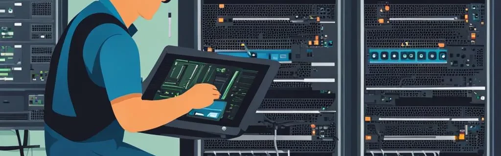 Man fixing a server